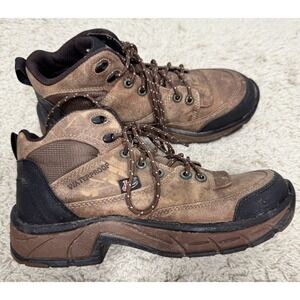 Justin's Waterproof Brown Lace Up Stampede Boots L0929 Women's 7.5M Farm Cowgirl